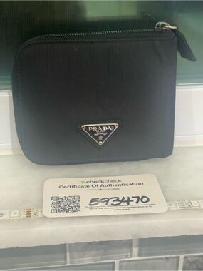 Prada Black Nylon Zip Wallet with COA